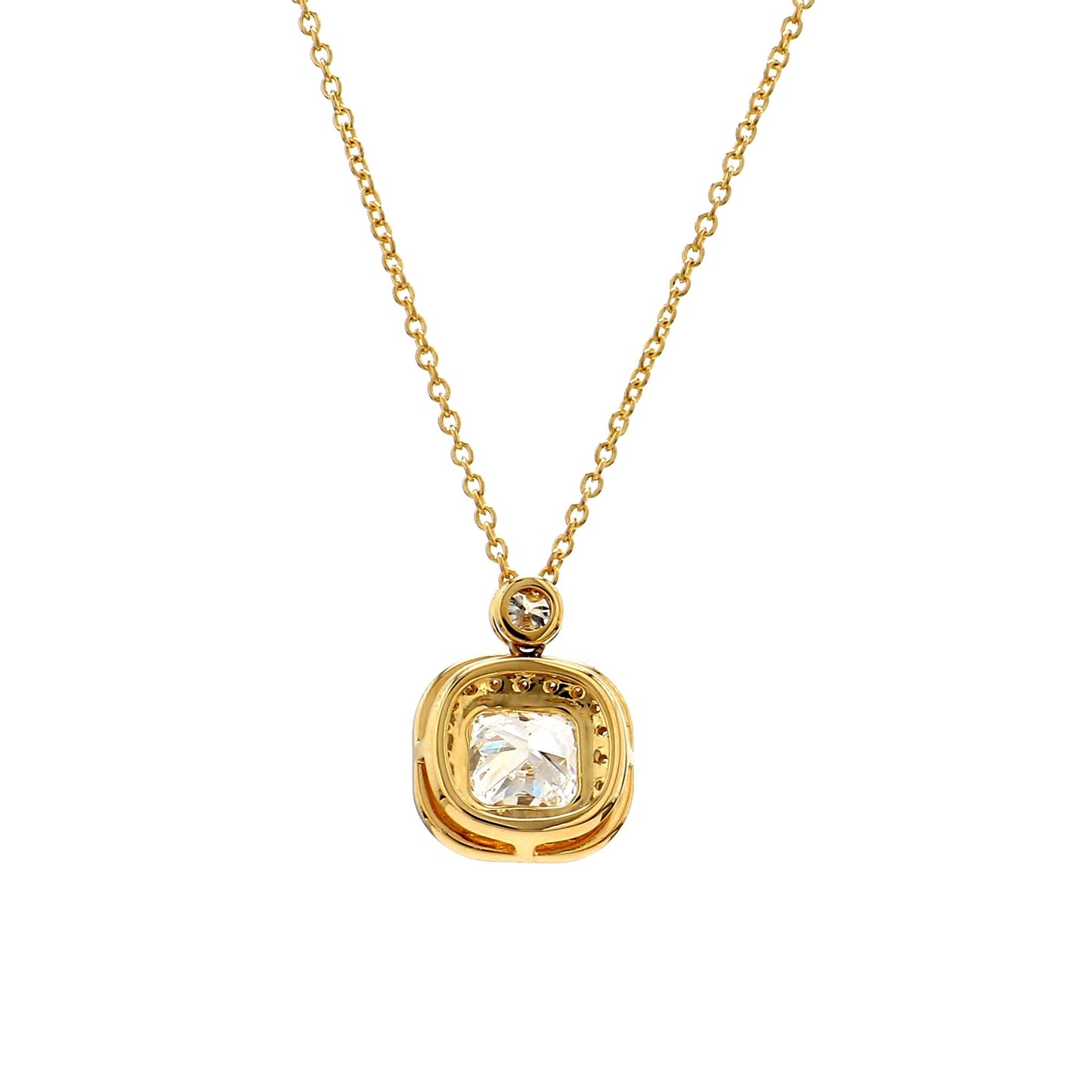 GIA Certified  1.00 Ct  Cushion Cut Diamond Halo Pendant – 18K Yellow Gold