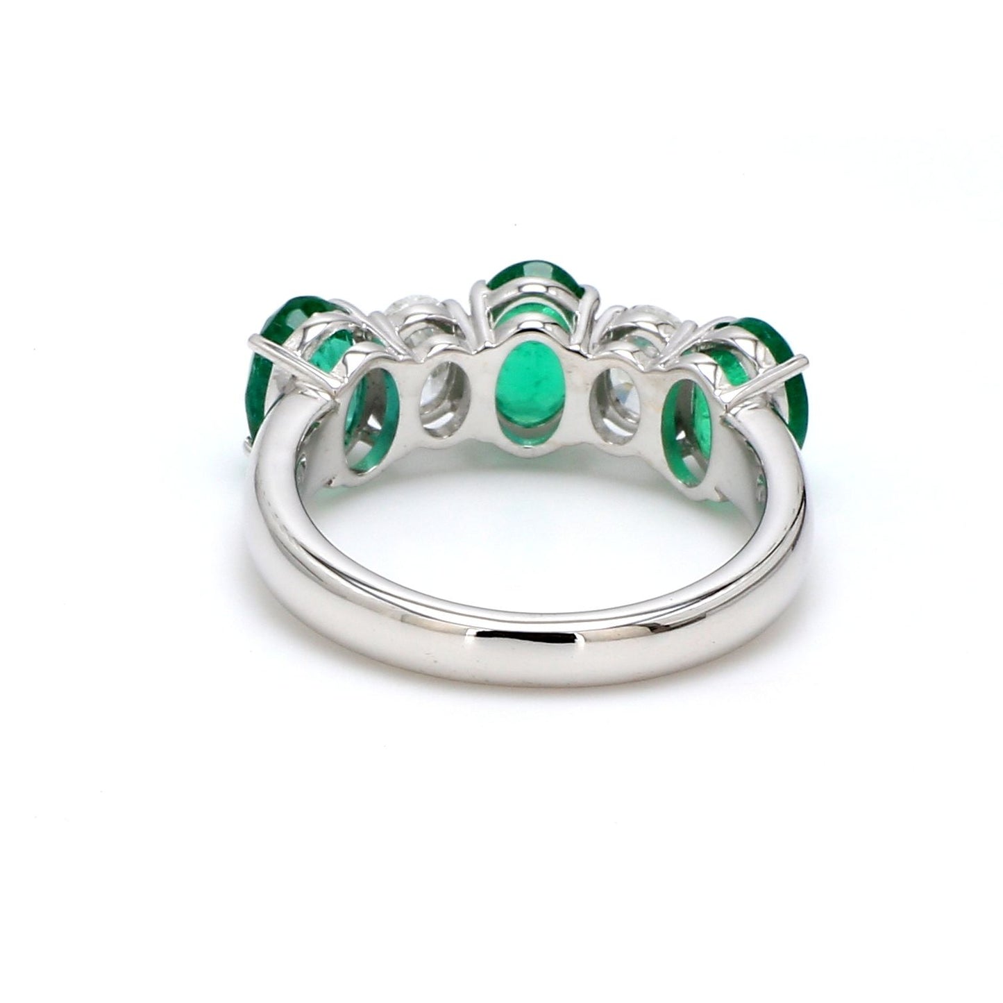 Zambian Emerald & Diamond Oval Band – 3 Emerald & 2 Diamond Alternating Ring