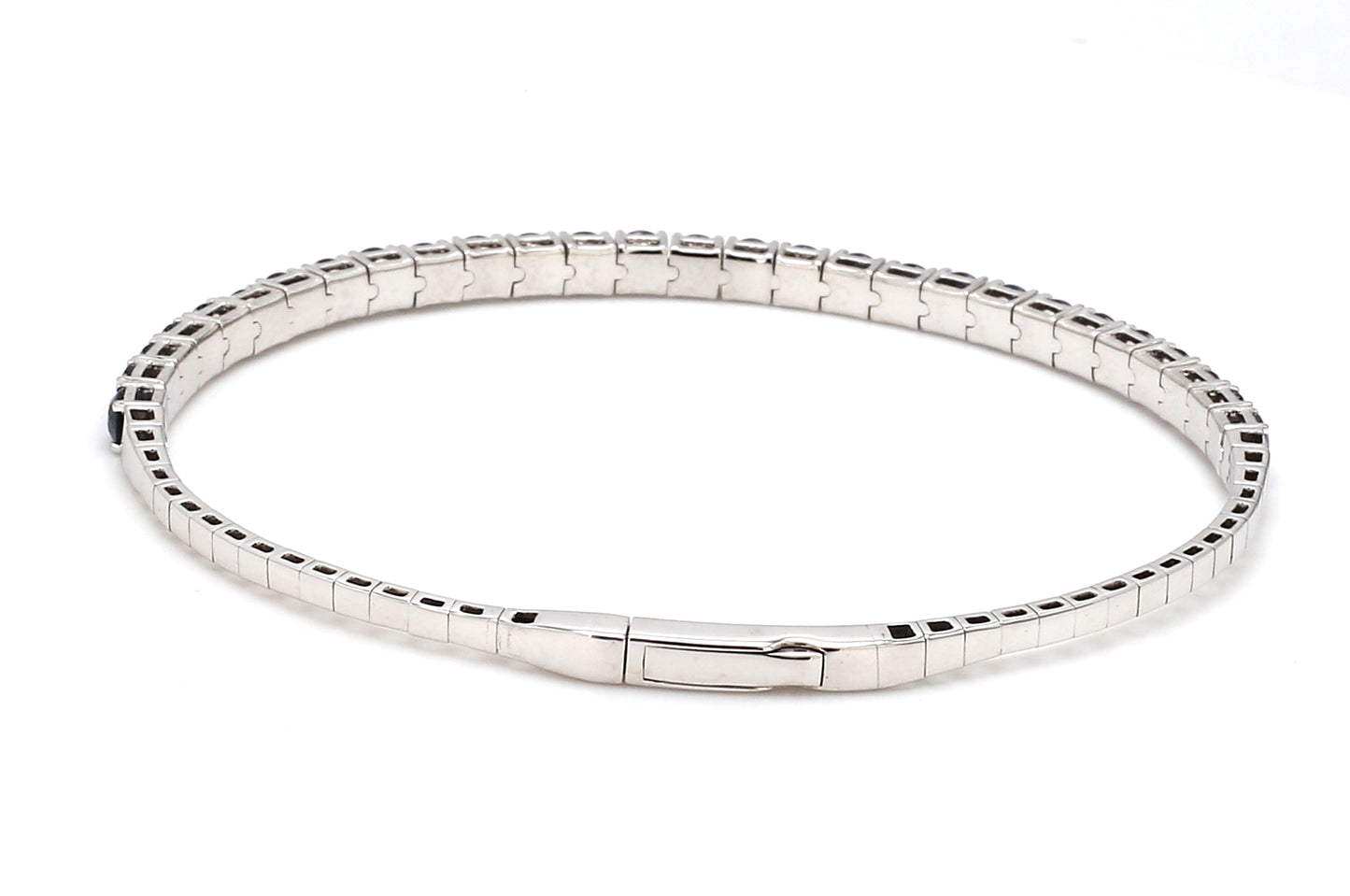18K White Gold Natural Blue Sapphire Flexible Bracelet