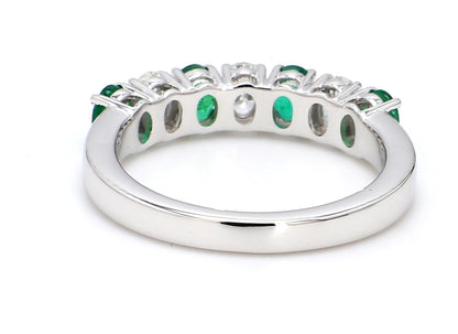 Zambian Emerald & Diamond Seven-Stone Band – Oval 4x3mm in 18K White Gold