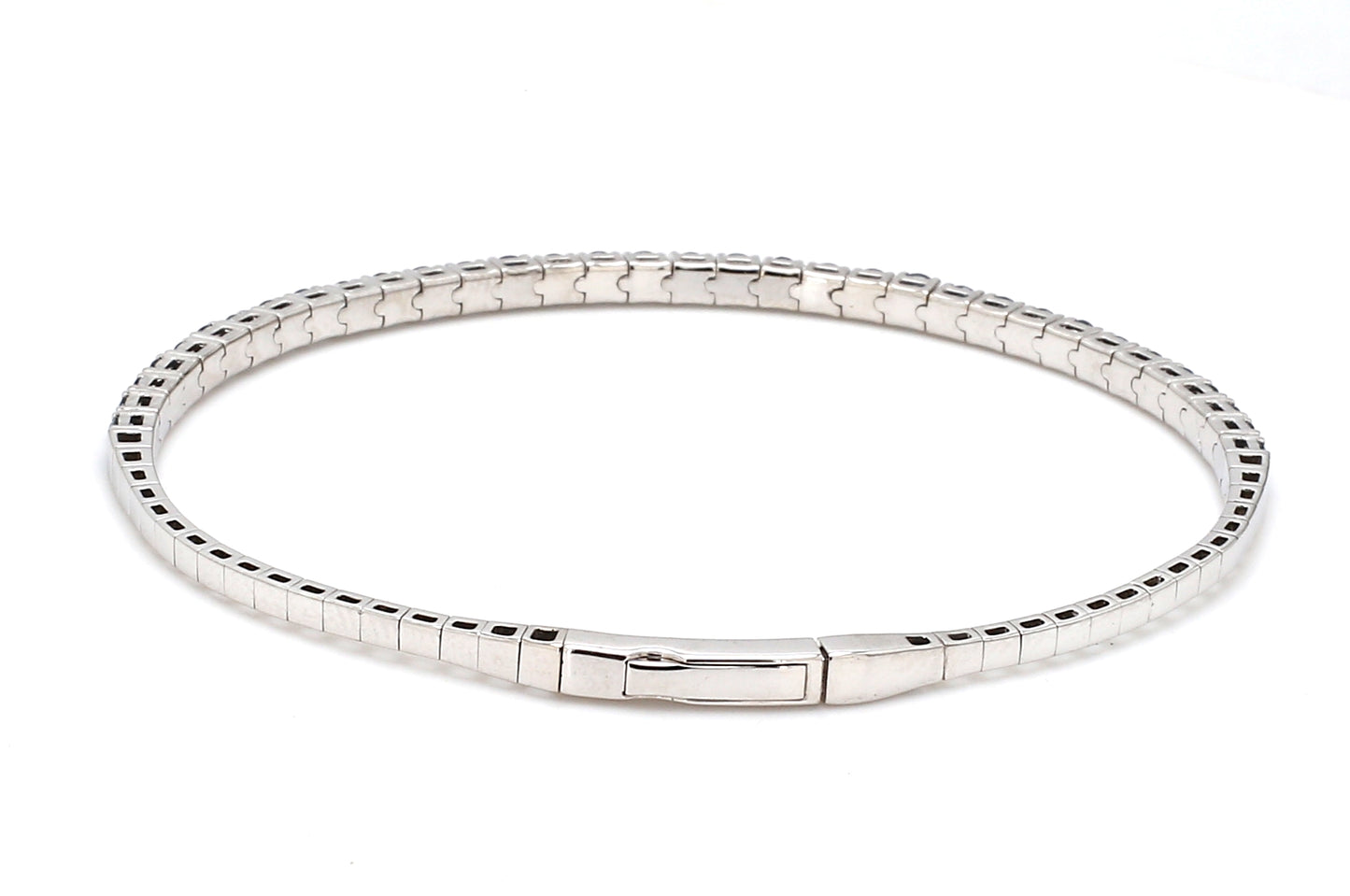 18K White Gold Natural Blue Sapphire Flexible Bracelet
