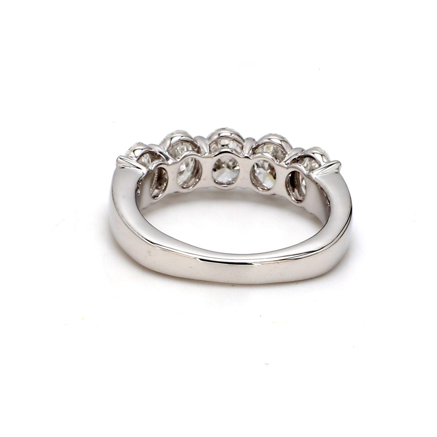 18K White Gold 5 Stone Oval Cut Wedding Band - GIA Certified
