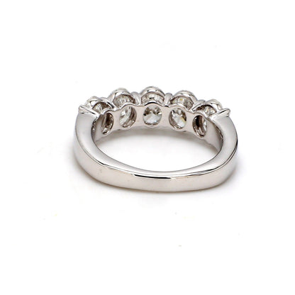 18K White Gold 5 Stone Oval Cut Wedding Band - GIA Certified
