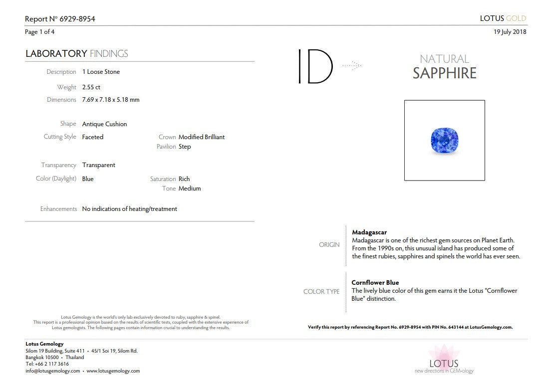 Cornflower Blue Sapphire Cocktail Ring – 2.55 ct No Heat Certified