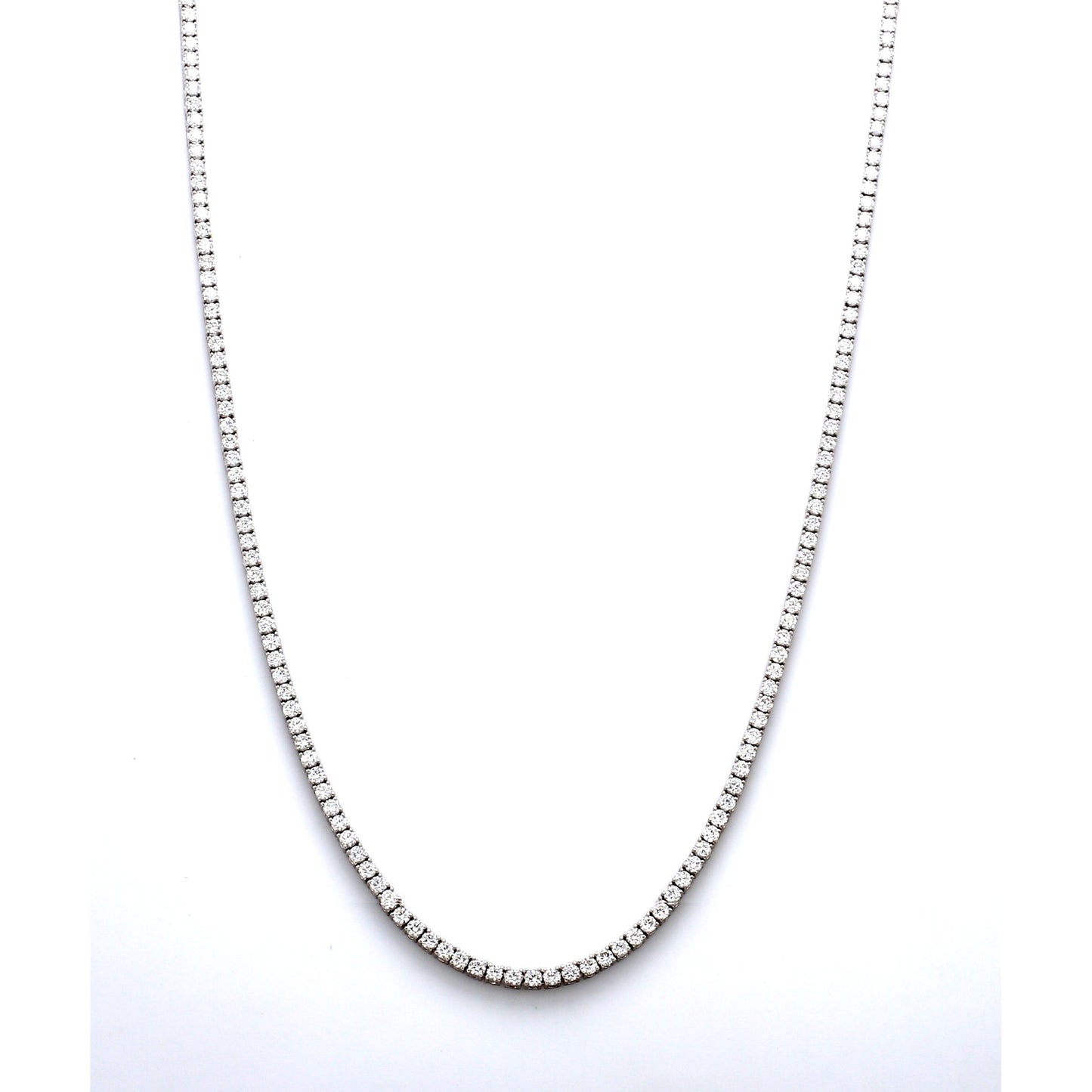 18K White Gold Diamond Riviera Necklace 5.00 Ct tw