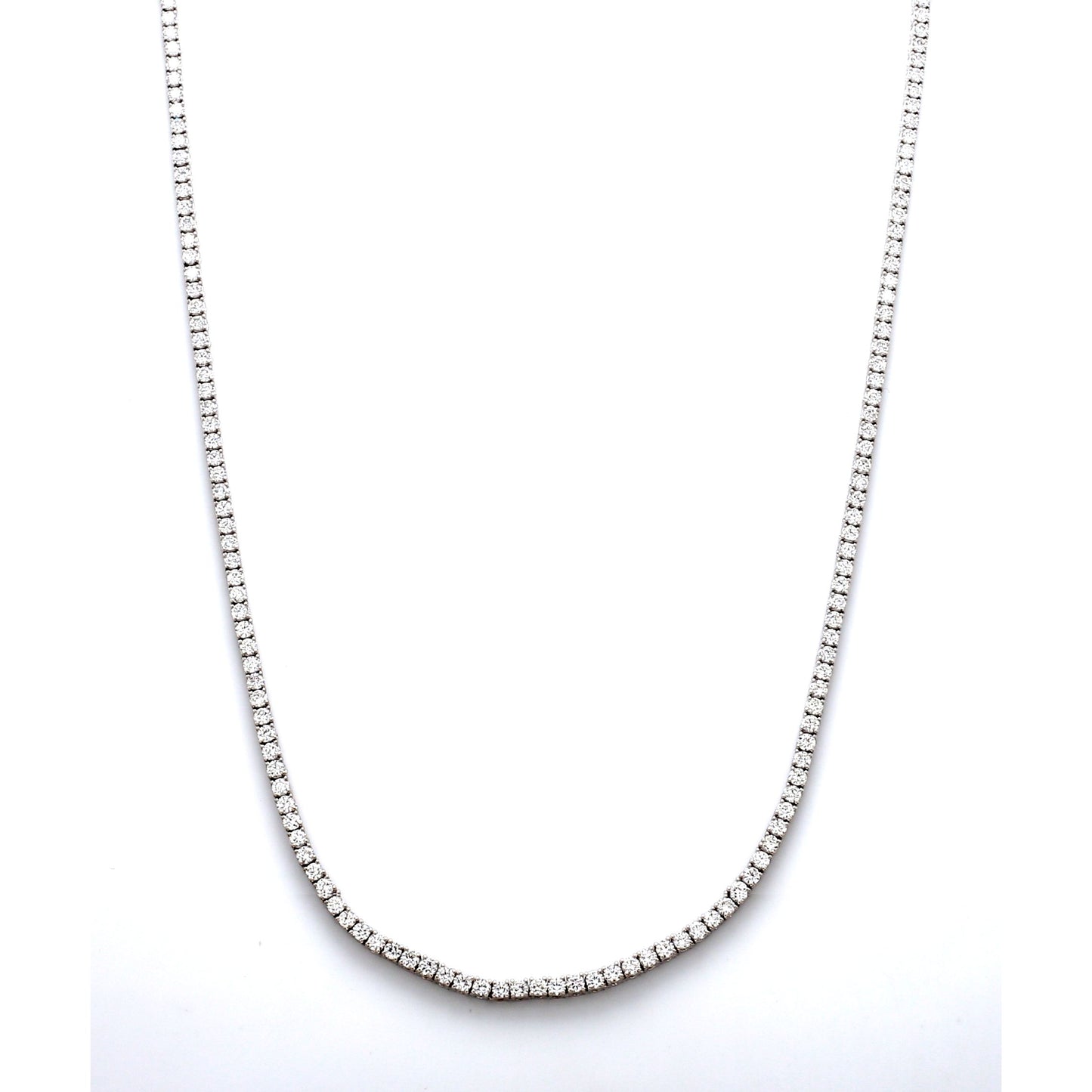 18K White Gold Diamond Riviera Necklace 5.00 Ct tw