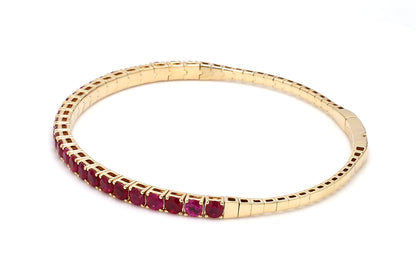 18K Yellow Gold Natural Ruby Flexible Bracelet