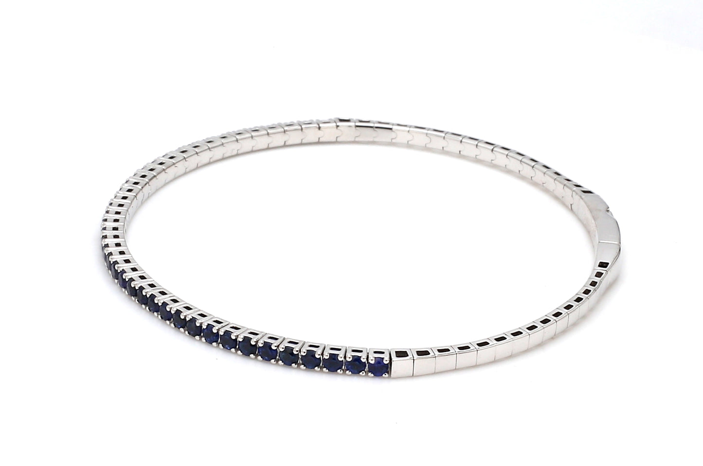 18K White Gold Natural Blue Sapphire Flexible Bracelet