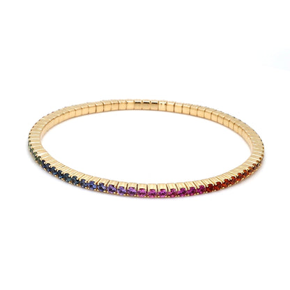 Multicolor Sapphire Stretch Bracelet-14K Yellow Gold