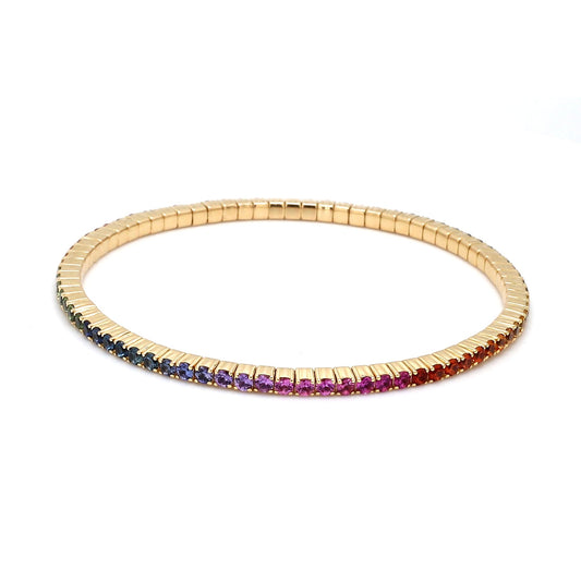 Multicolor Sapphire Stretch Bracelet-14K Yellow Gold