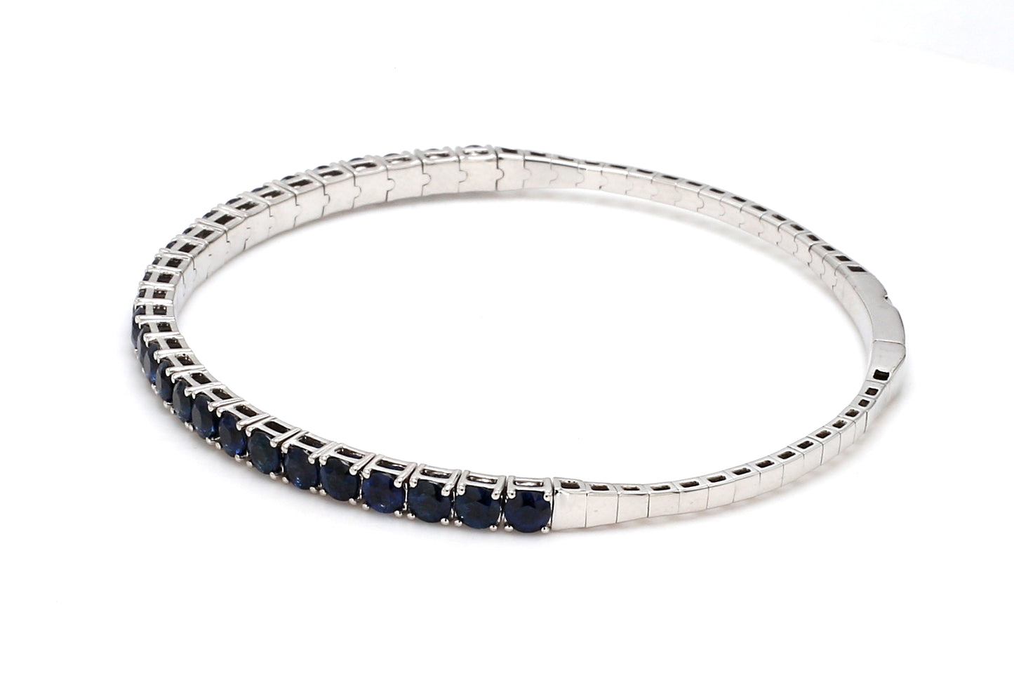 18K White Gold Natural Blue Sapphire Flexible Bracelet
