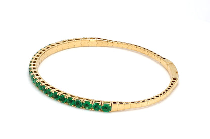 18K Yellow Gold Natural Emerald Flexible Bracelet