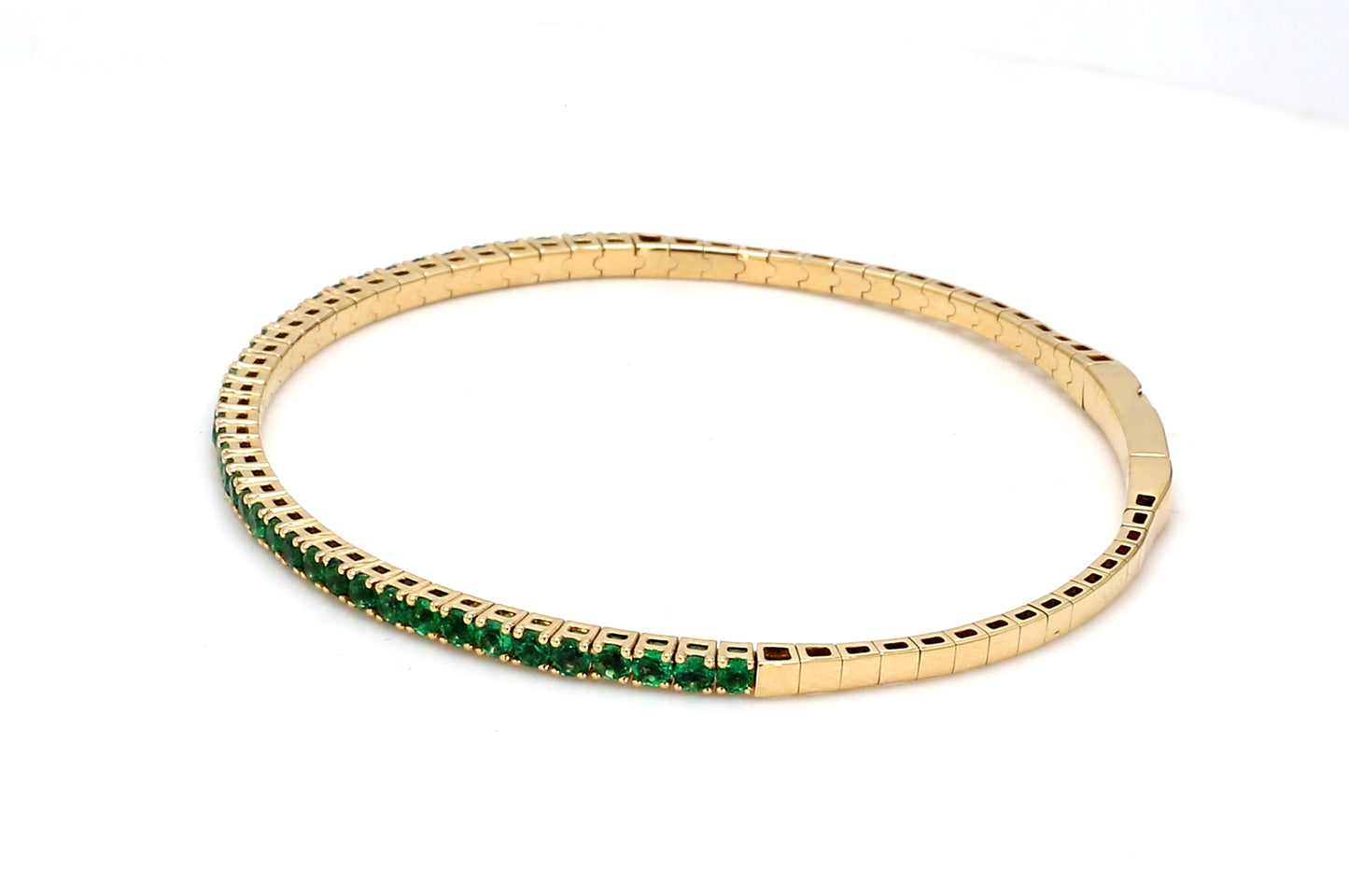 18K Yellow Gold Natural Emerald Flexible Bracelet