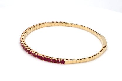18K Yellow Gold Natural Ruby Flexible Bracelet