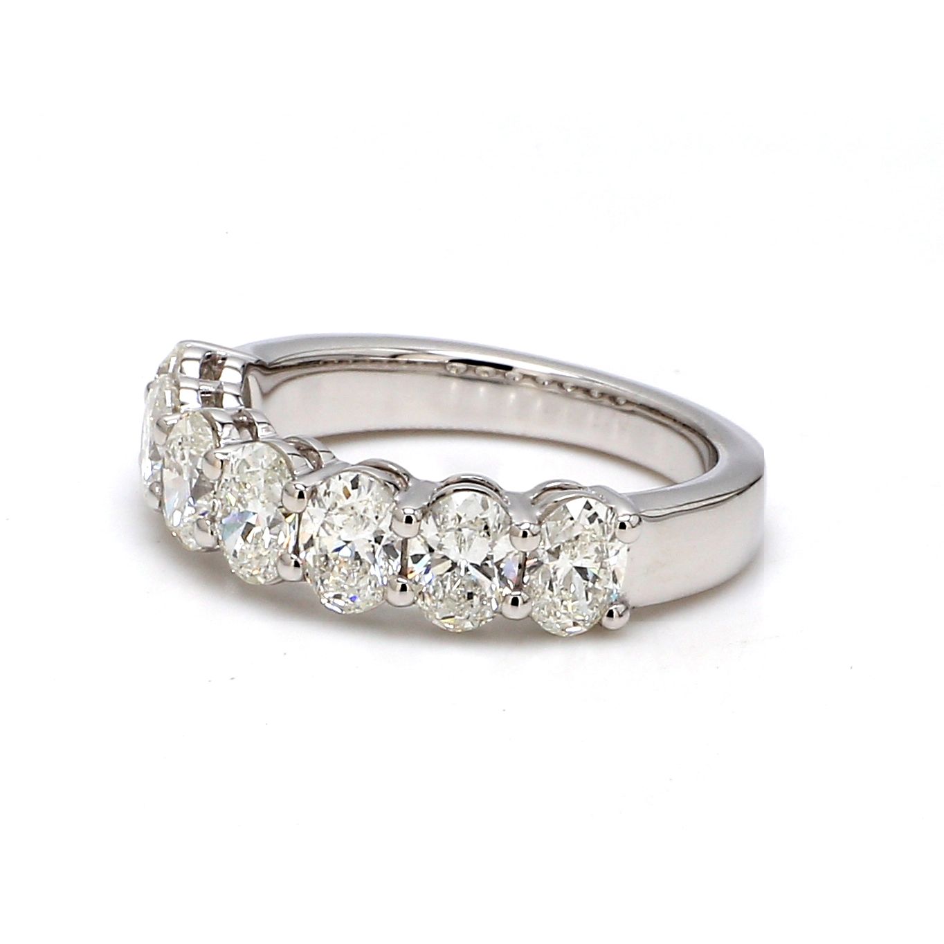 18K White Gold 7 Stone Oval Cut Wedding Band - GIA Certified