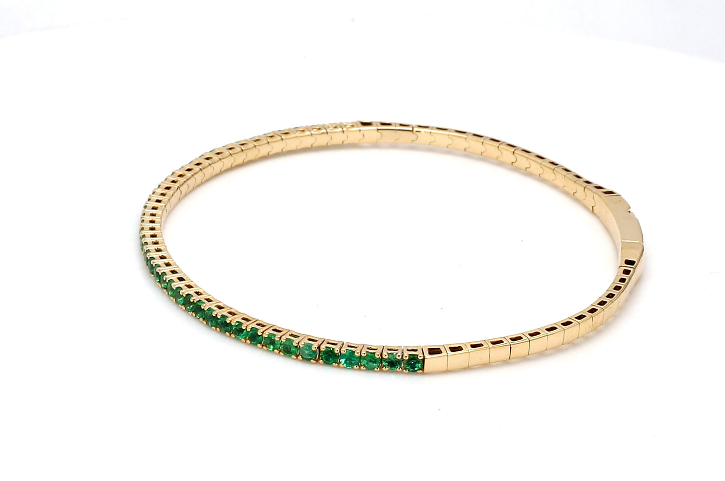 18K Yellow Gold Natural Emerald Flexible Bracelet