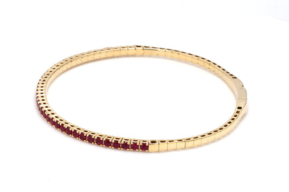 18K Yellow Gold Natural Ruby Flexible Bracelet