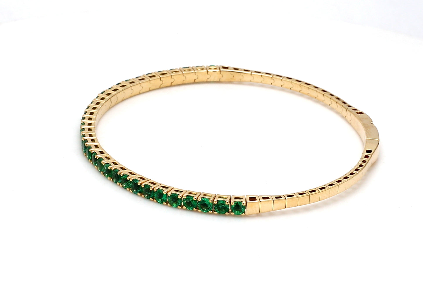 18K Yellow Gold Natural Emerald Flexible Bracelet