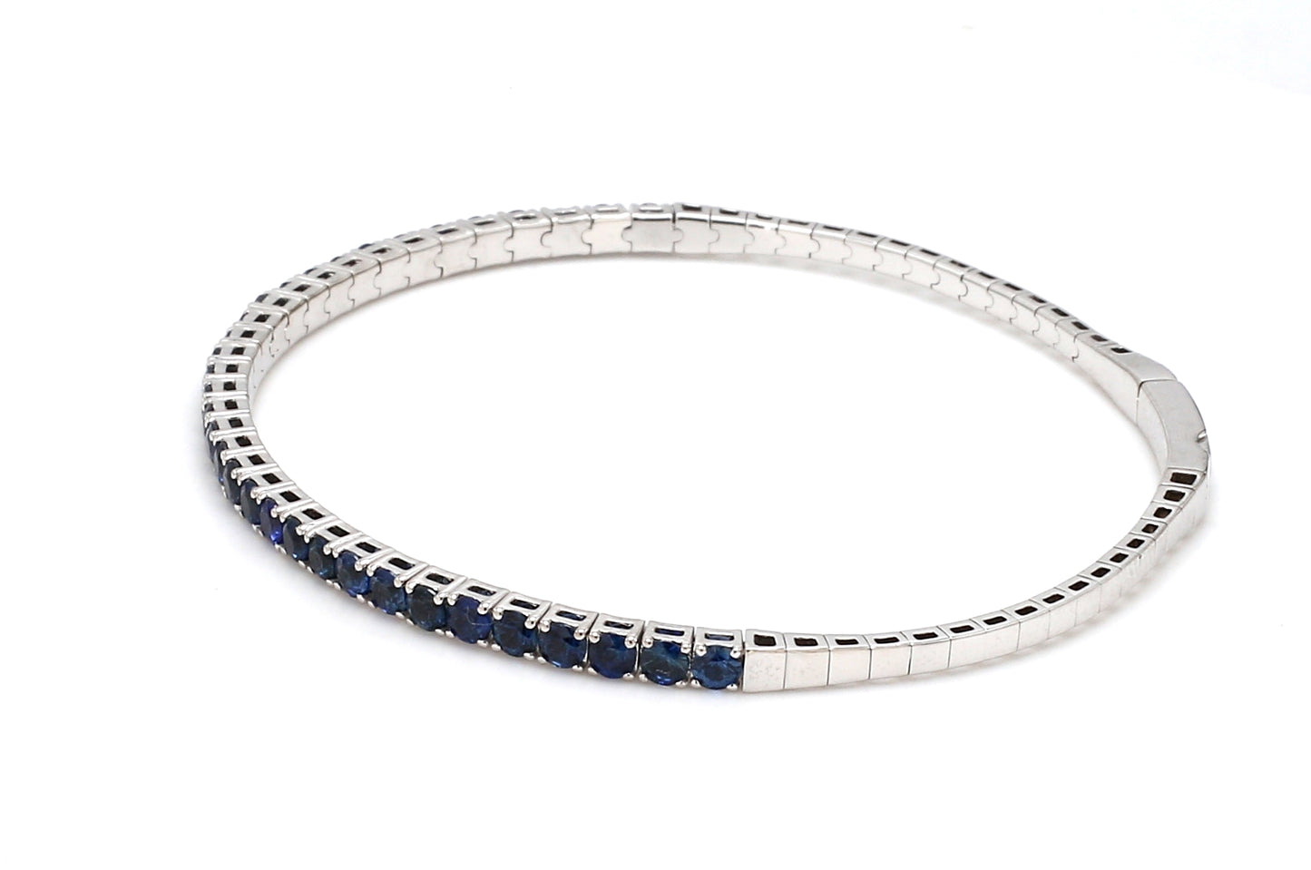 18K White Gold Natural Blue Sapphire Flexible Bracelet