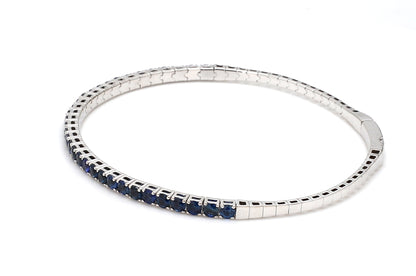 18K White Gold Natural Blue Sapphire Flexible Bracelet