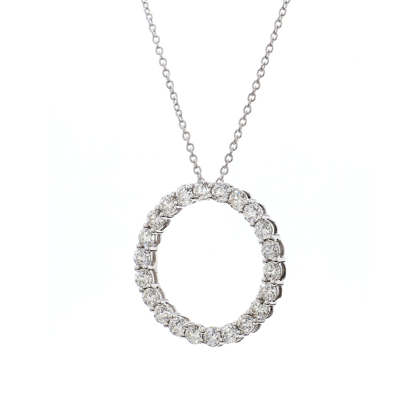 Diamond Round Pendant in 18K White Gold