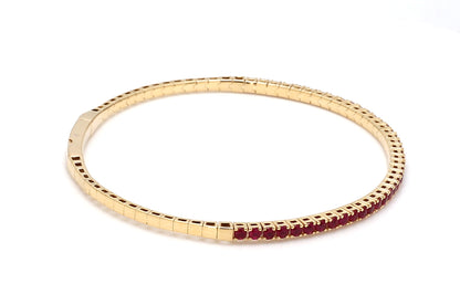 18K Yellow Gold Natural Ruby Flexible Bracelet