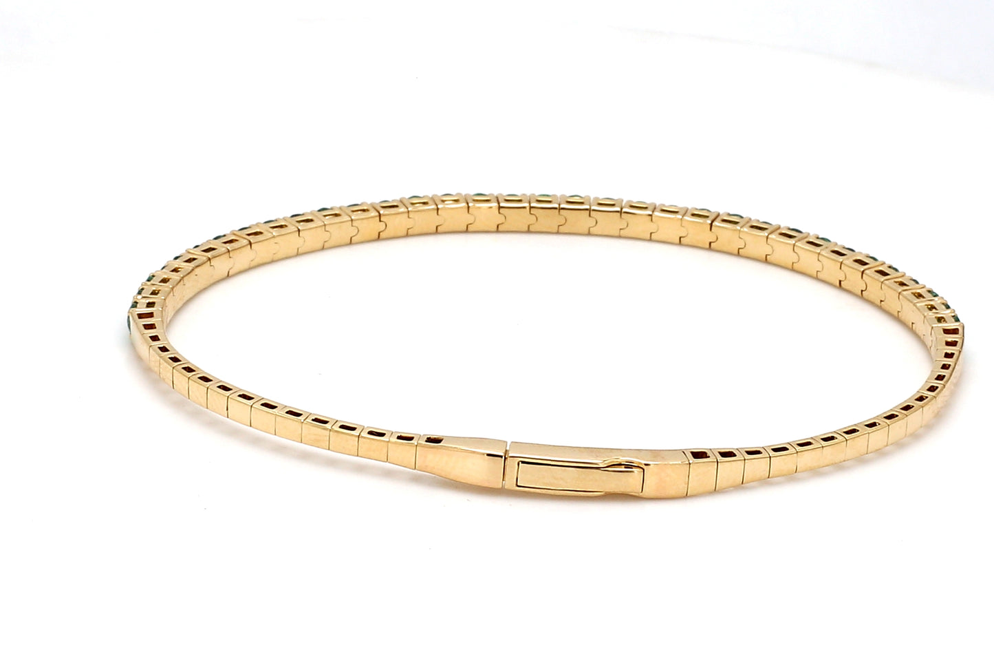 18K Yellow Gold Natural Emerald Flexible Bracelet