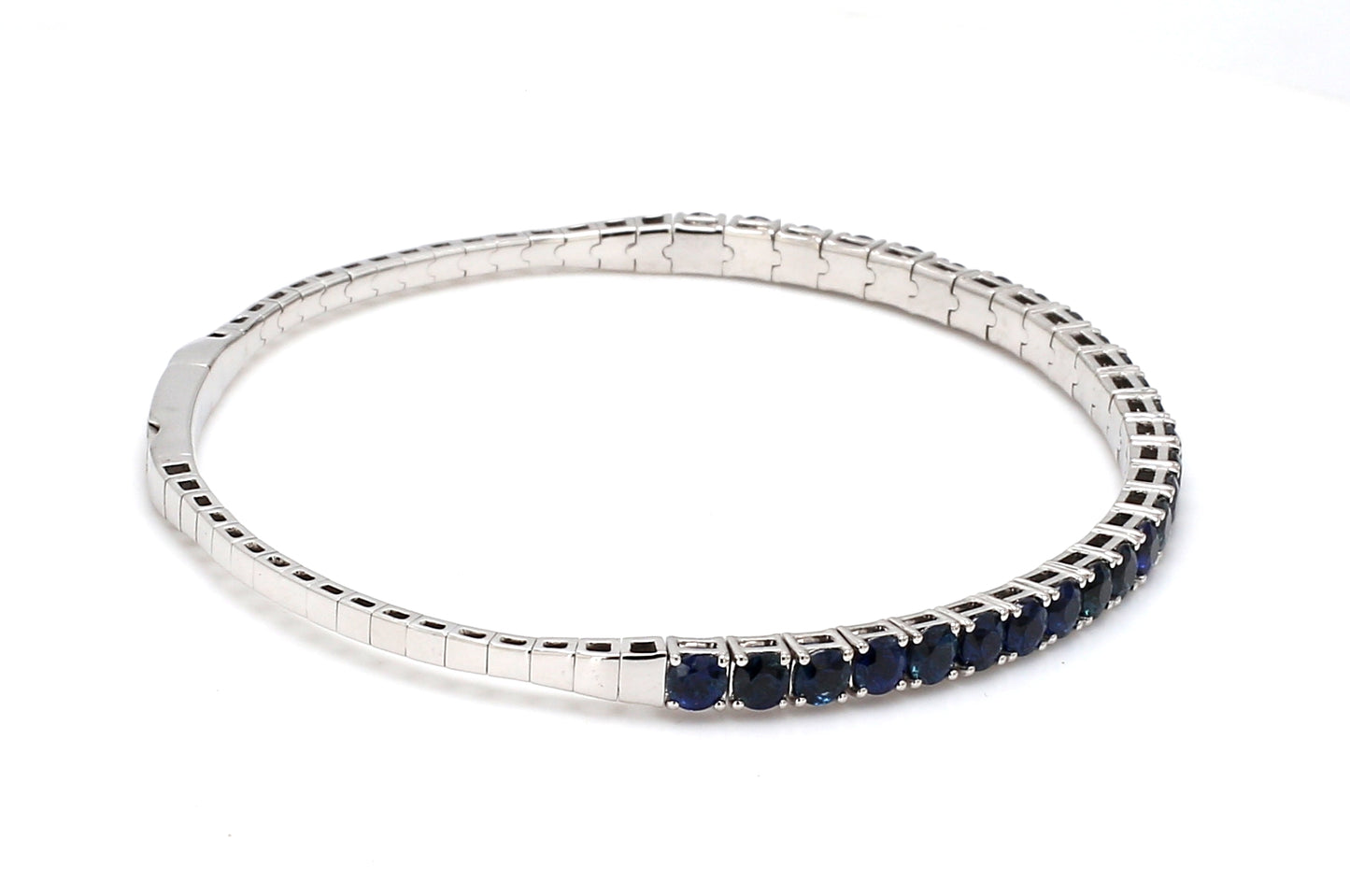 18K White Gold Natural Blue Sapphire Flexible Bracelet