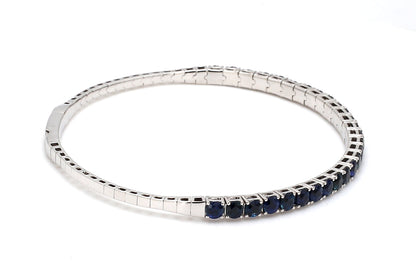 18K White Gold Natural Blue Sapphire Flexible Bracelet