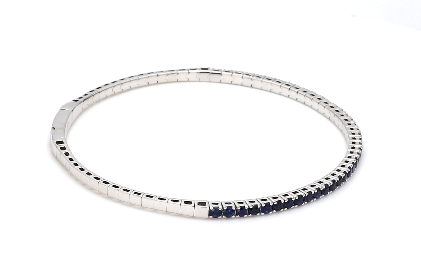 18K White Gold Natural Blue Sapphire Flexible Bracelet