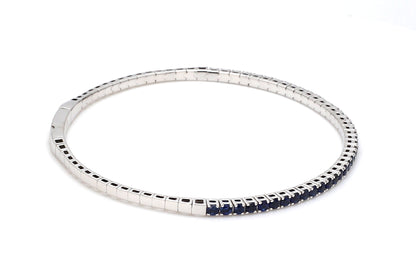 18K White Gold Natural Blue Sapphire Flexible Bracelet