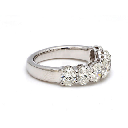 18K White Gold 7 Stone Oval Cut Wedding Band - GIA Certified
