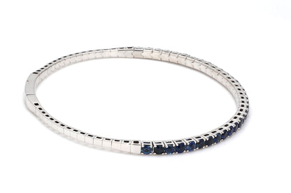 18K White Gold Natural Blue Sapphire Flexible Bracelet