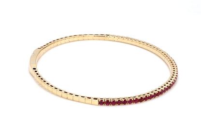 18K Yellow Gold Natural Ruby Flexible Bracelet