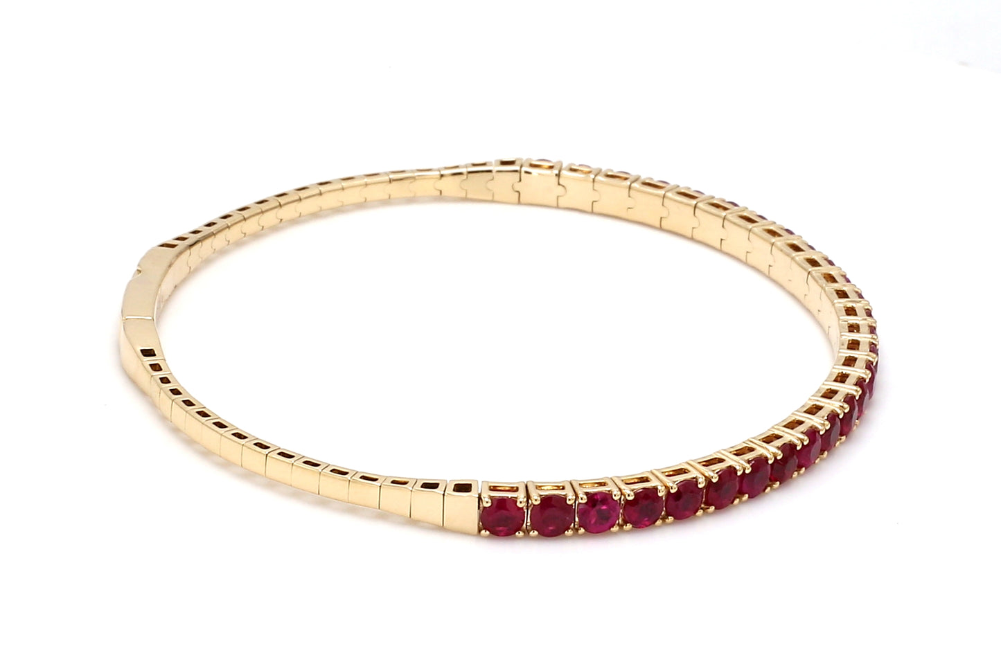 18K Yellow Gold Natural Ruby Flexible Bracelet
