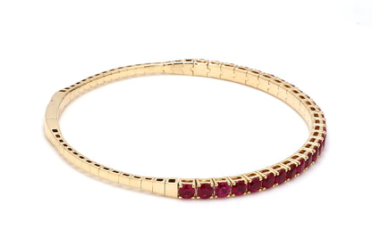 18K Yellow Gold Natural Ruby Flexible Bracelet