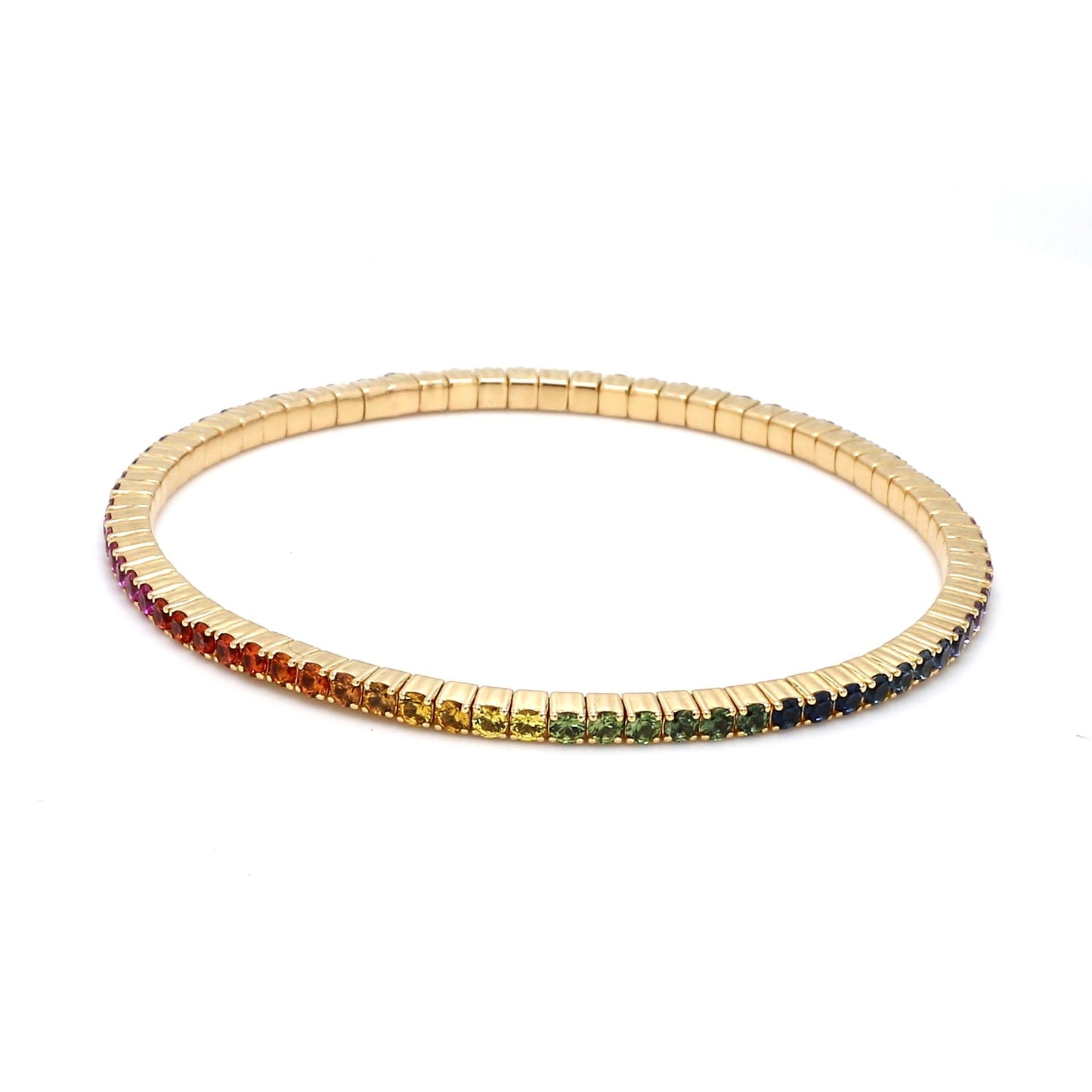 Multicolor Sapphire Stretch Bracelet-14K Yellow Gold