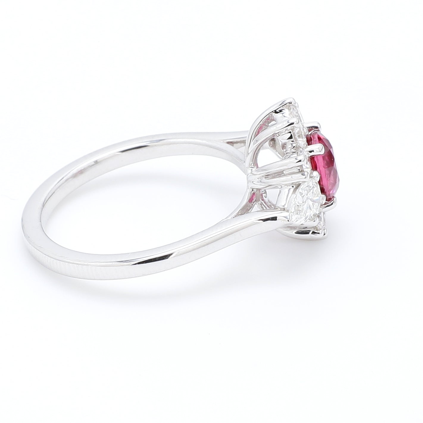 GIA Certified No Heat Pink Spinel Centre Diamond Halo Ring