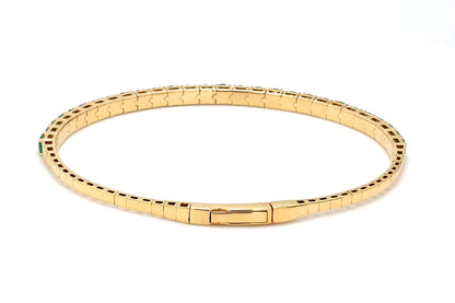 18K Yellow Gold Natural Emerald Flexible Bracelet