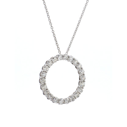 Diamond Round Pendant in 18K White Gold