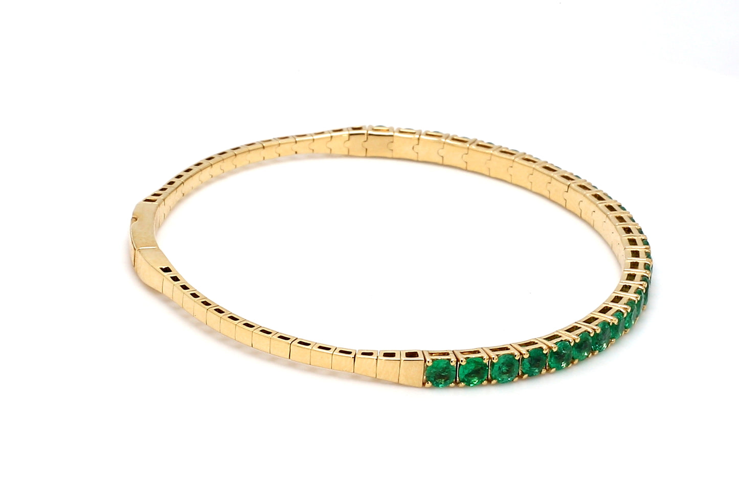 18K Yellow Gold Natural Emerald Flexible Bracelet