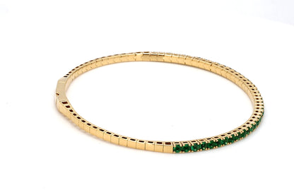 18K Yellow Gold Natural Emerald Flexible Bracelet