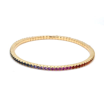 Multicolor Sapphire Stretch Bracelet-14K Yellow Gold