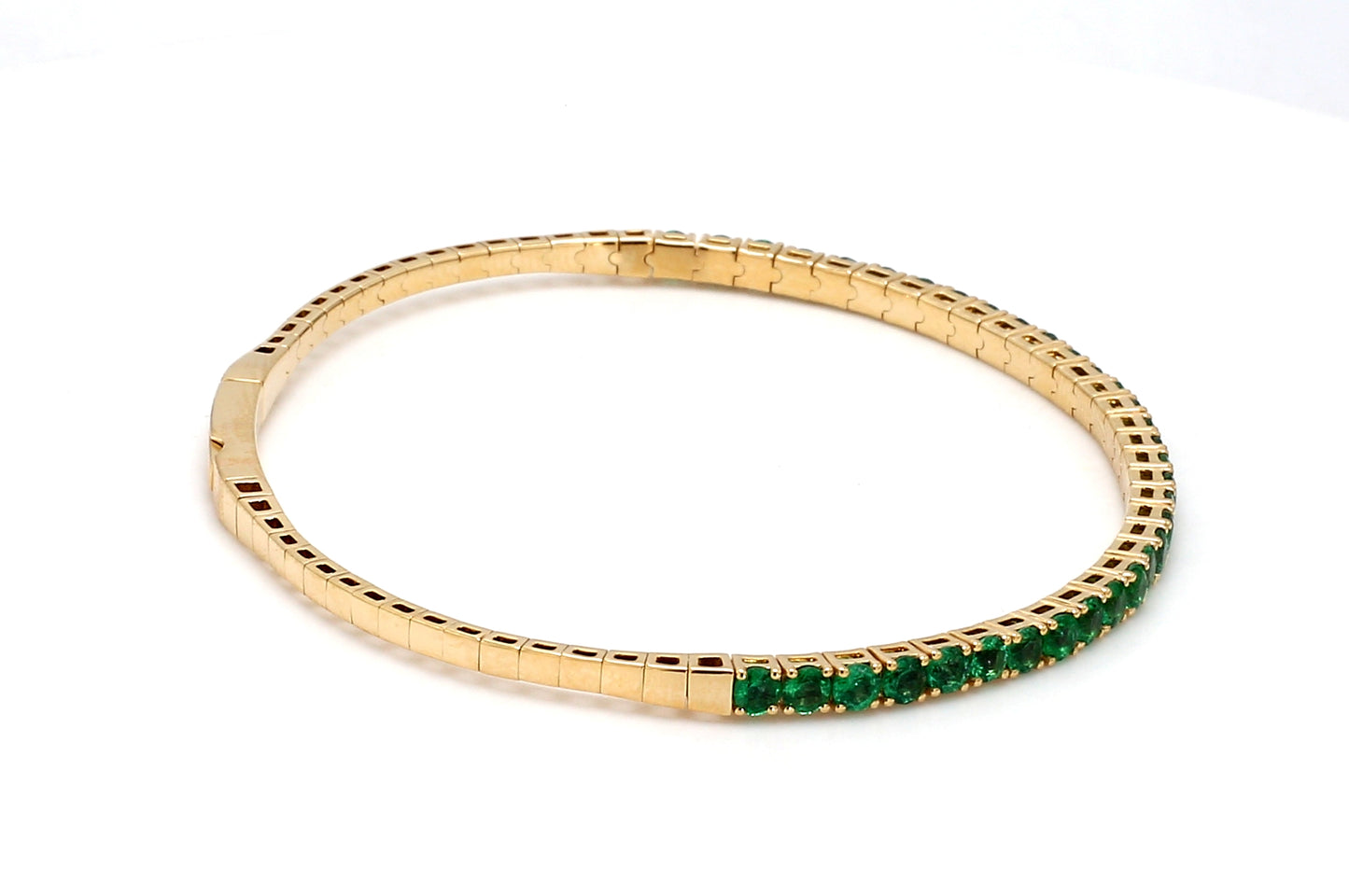 18K Yellow Gold Natural Emerald Flexible Bracelet
