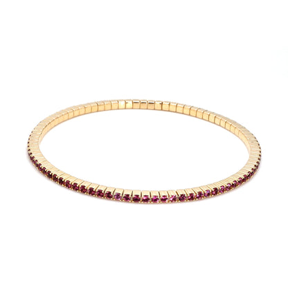 Pink Tourmaline Stretch Bracelet 60mm-14K Yellow Gold