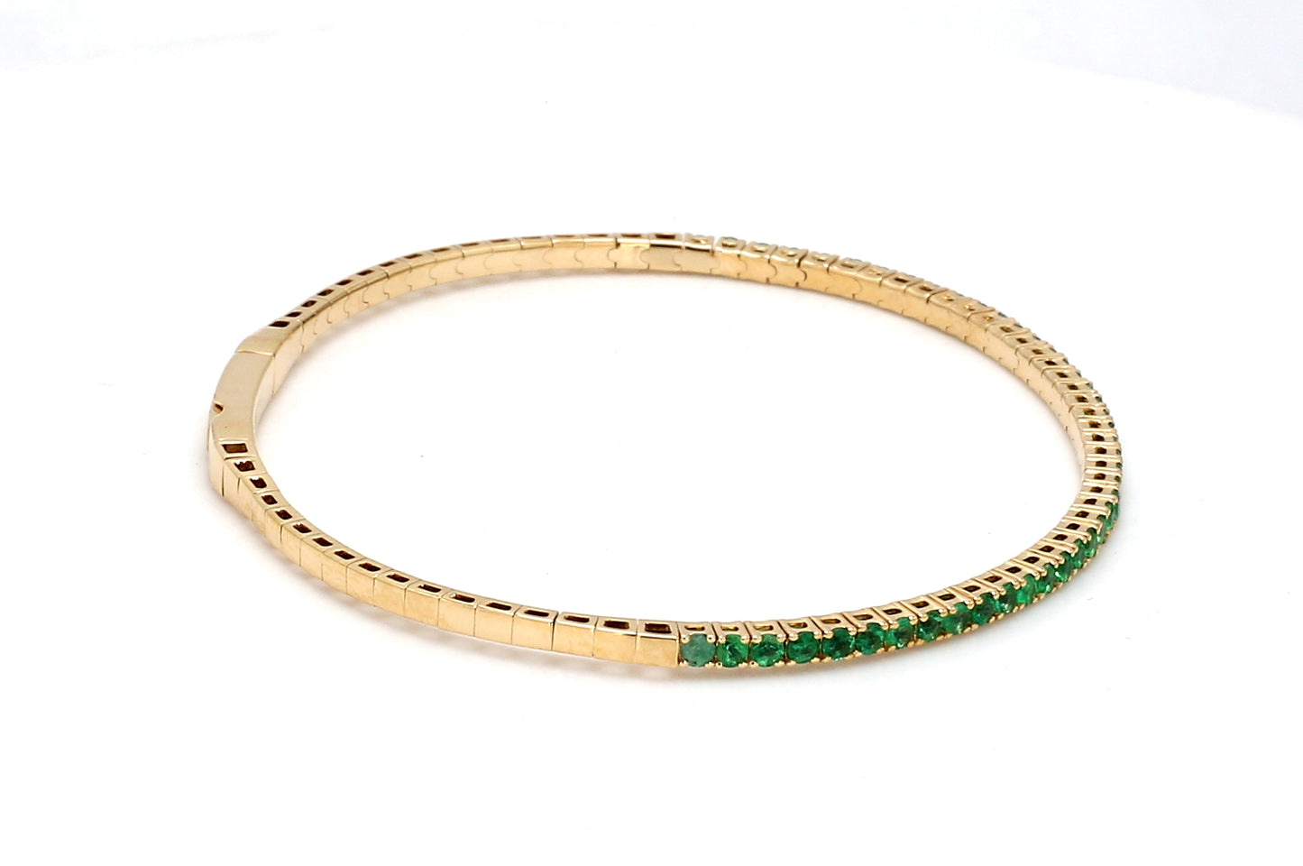 18K Yellow Gold Natural Emerald Flexible Bracelet