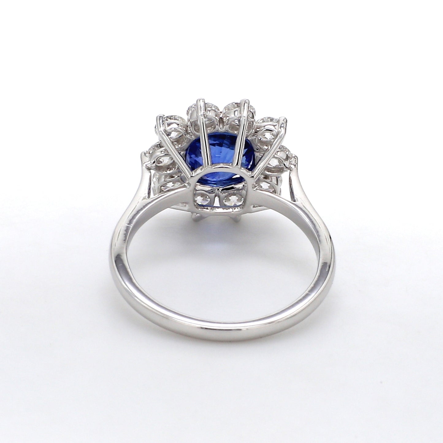 2.55ct Certified No Heat Cornflower Blue Sapphire Diamond Halo Ring