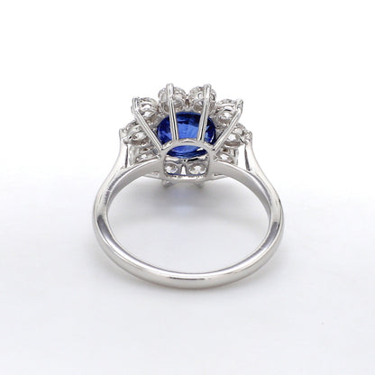 2.55ct Certified No Heat Cornflower Blue Sapphire Diamond Halo Ring