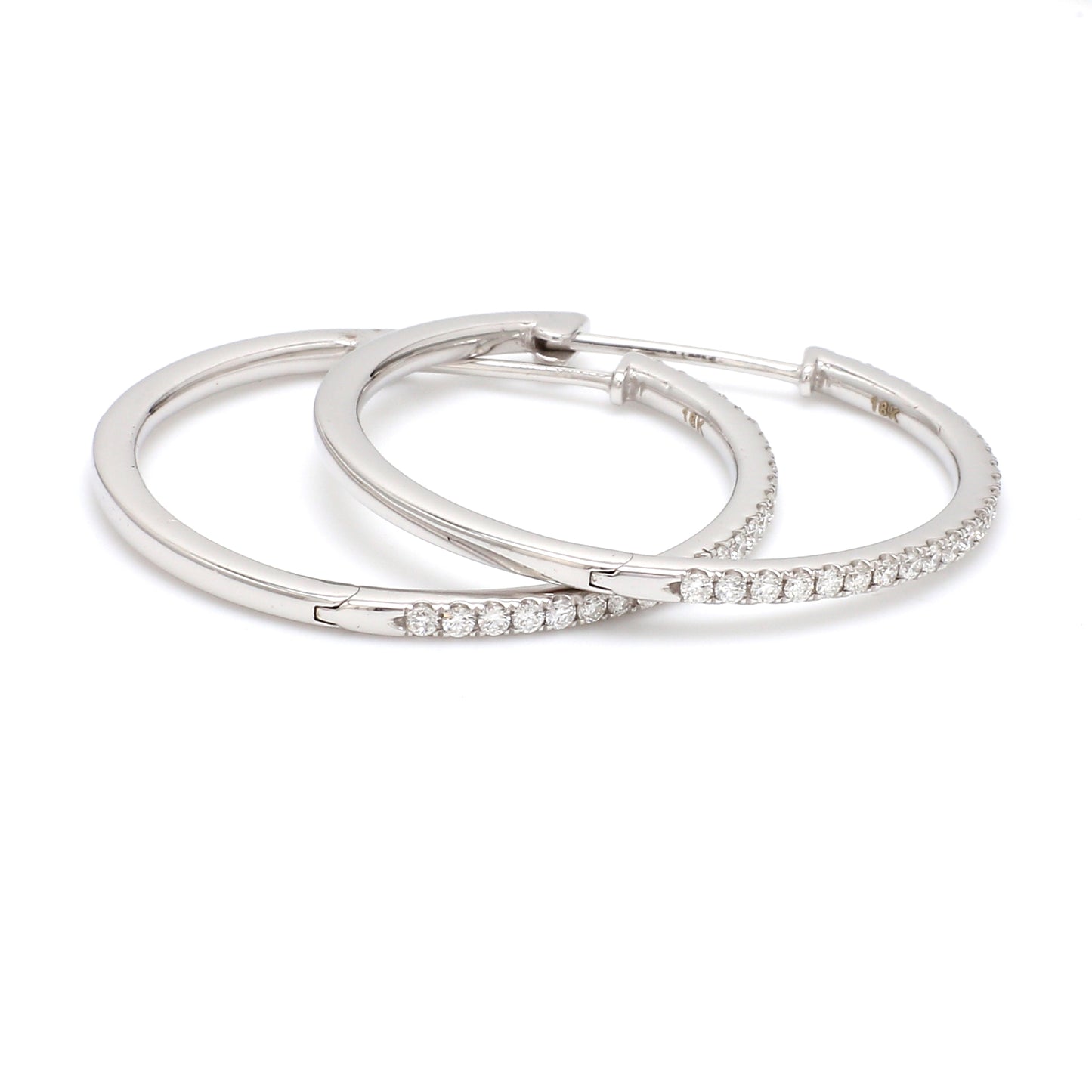 Natural Diamond Hoop Earrings – 18K Gold | 30mm