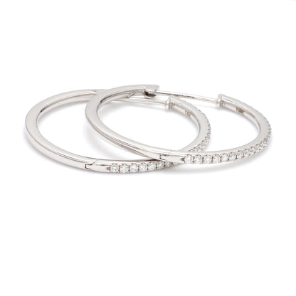 Natural Diamond Hoop Earrings – 18K Gold | 30mm